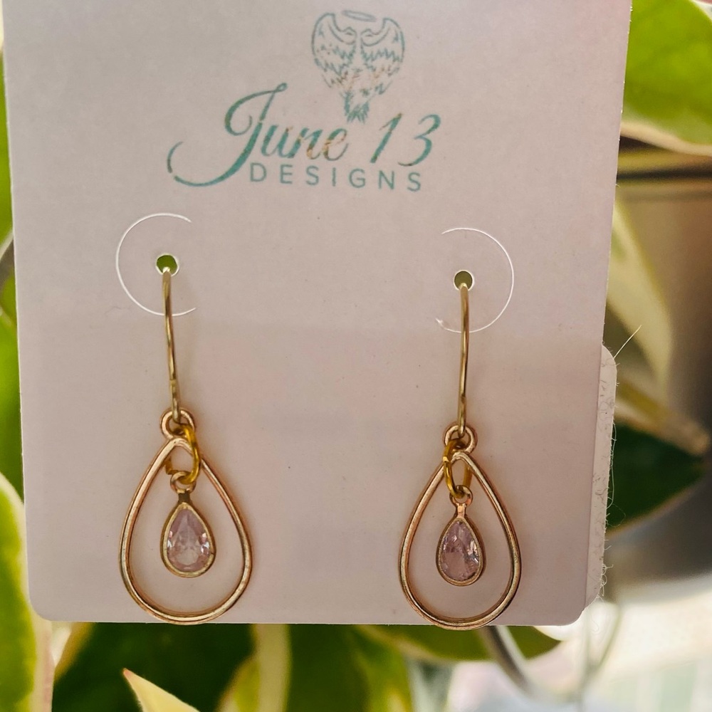 Gold and crystal Teardrop Earrings